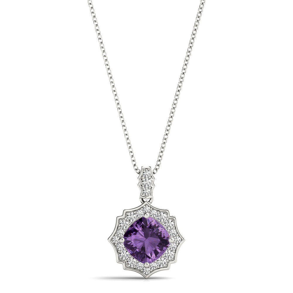 Scalloped Cushion Halo Pendant
