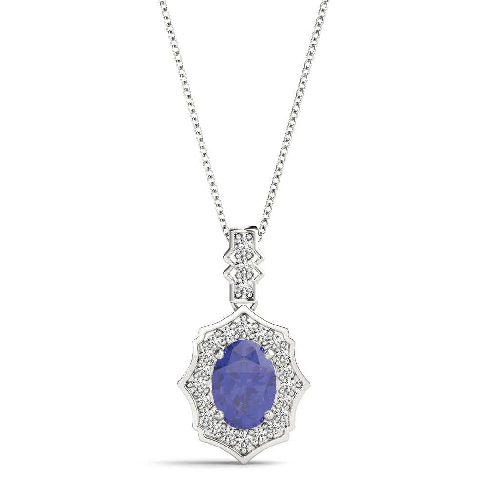 Scalloped Oval  Halo Pendant