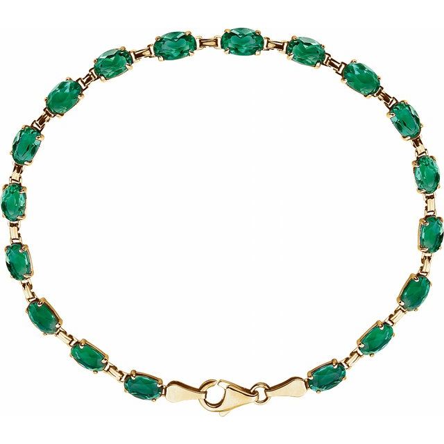 14k Yellow Lab-grown Emerald 7.25' Bracelet