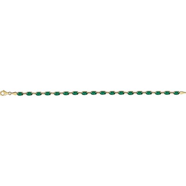 14k Yellow Lab-grown Emerald 7.25' Bracelet