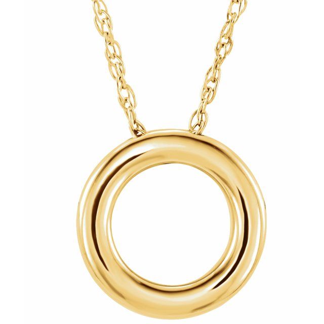 14k Yellow 13 Mm Circle 18' Necklace