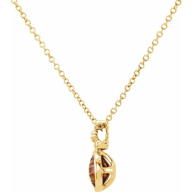 14K Yellow Checkerboard Natural Citrine & .04 CTW Natural Diamond 18' Necklace