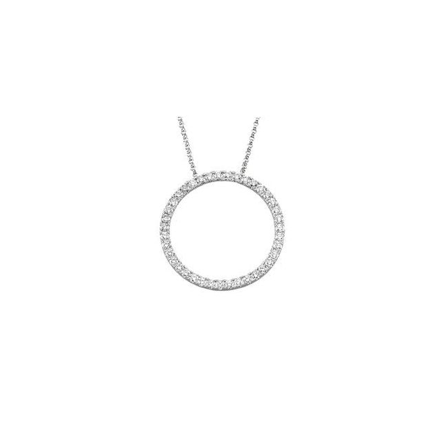 14K White 1 CTW Natural Diamond Circle 18' Necklace
