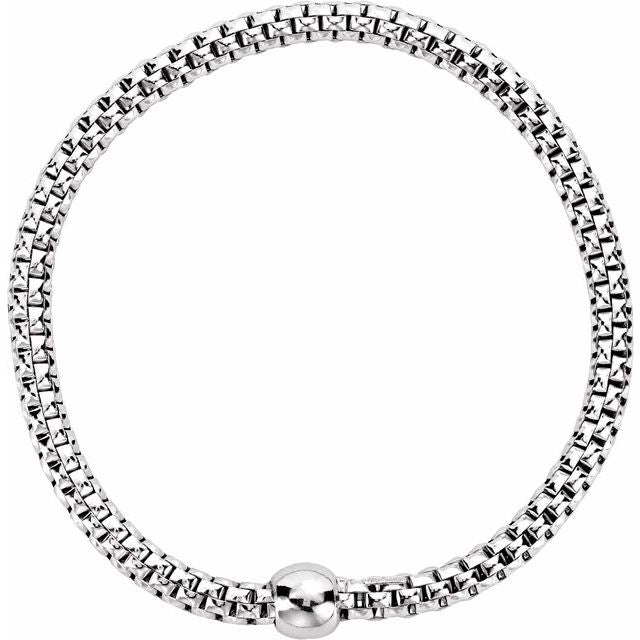 Rhodium-Plated Sterling Silver 4.3 mm Woven Stretch 7' Bracelet