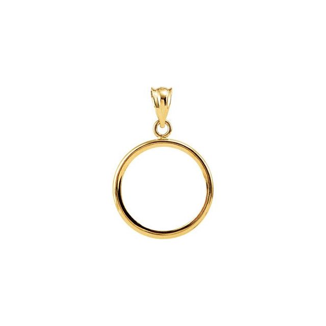 14K Yellow Coin Frame Bezel Pendant Mounting for 16.4x1.1 mm Coin