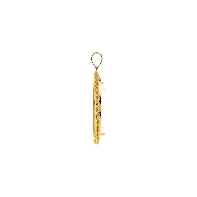 14K Yellow Coin Frame Bezel Pendant Mounting for 34.3x2.4 mm Coin