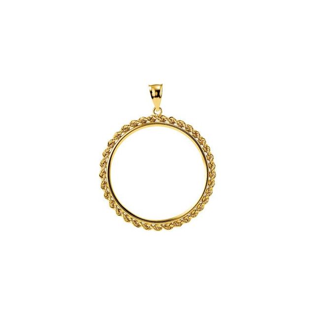 14K Yellow Coin Frame Bezel Pendant Mounting for 34.3x2.4 mm Coin