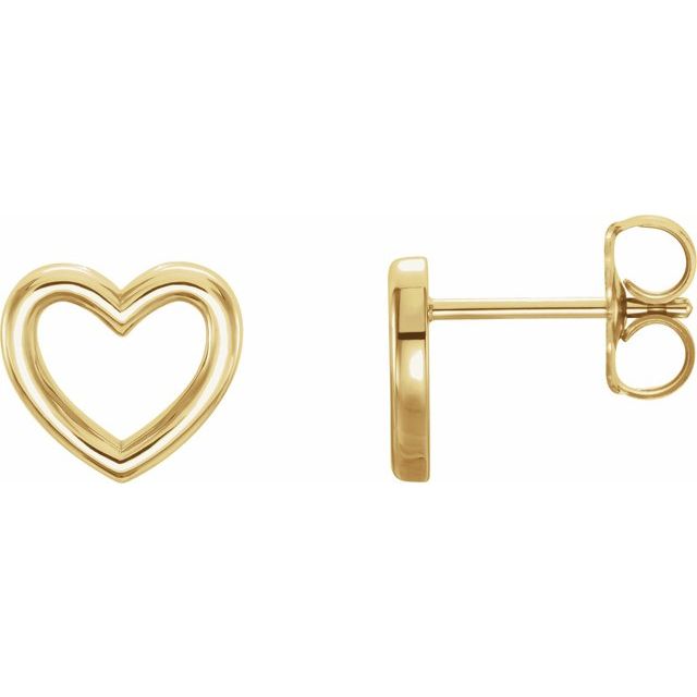 14k Yellow Heart Earrings