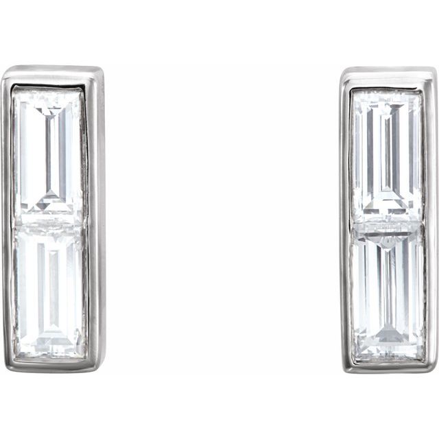14k White 1/2 Ctw Natural Diamond Earrings