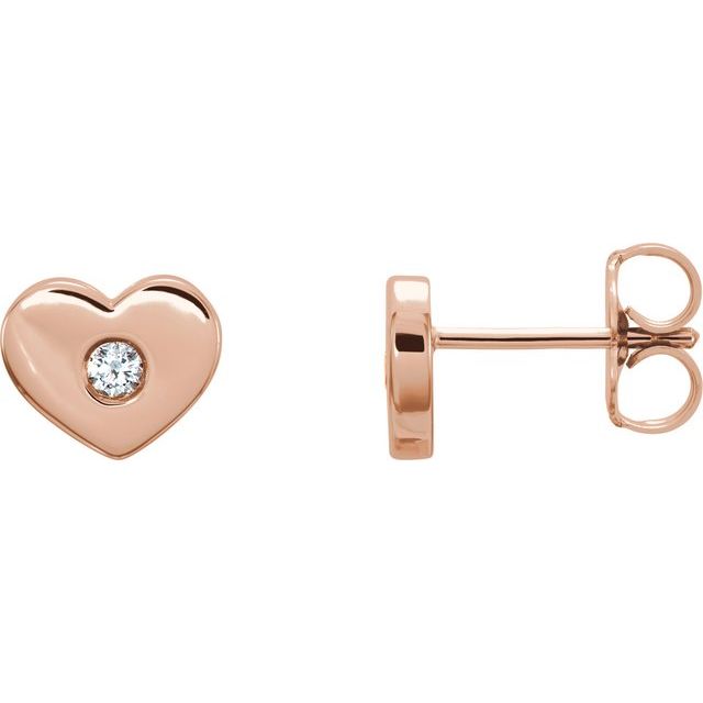 14k Rose .06 Ctw Natural Diamond Heart Earrings