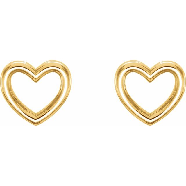 14k Yellow Heart Earrings