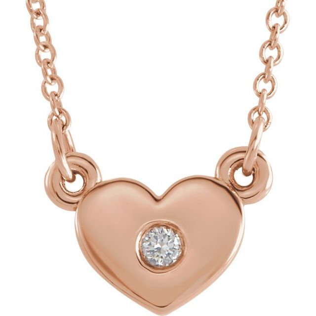 14k Rose .03 Ctw Natural Diamond Heart 16' Necklace