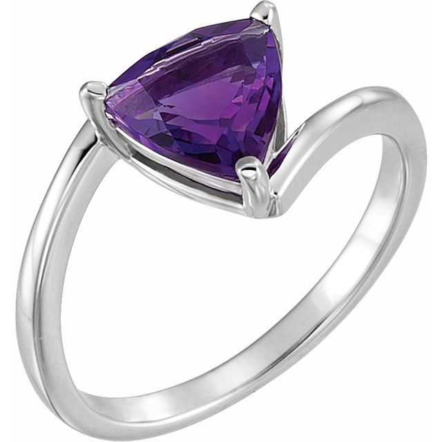 14k White Natural Amethyst Ring
