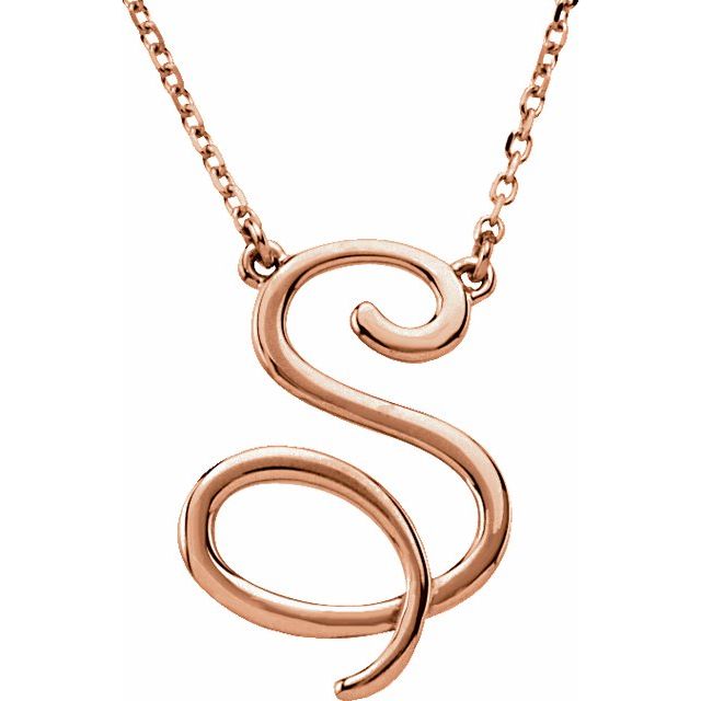 14K Rose Script Initial S 16' Necklace