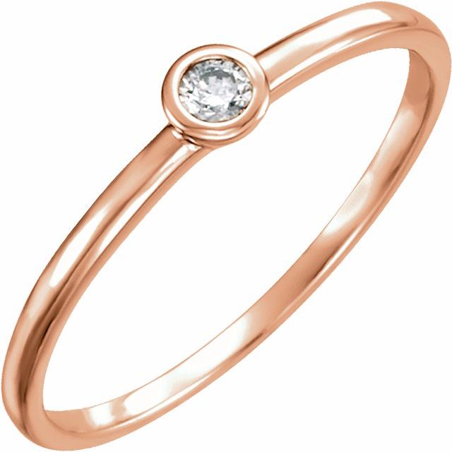 14k Rose .06 Ct Natural Diamond Bezel-set Ring