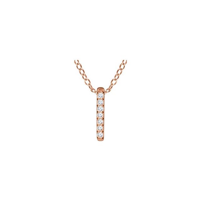 14k Rose .05 Ctw Natural Diamond Bar 16-18' Necklace