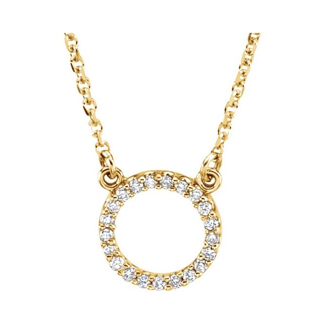 14K Yellow .08 CTW Natural Diamond Circle 16' Necklace