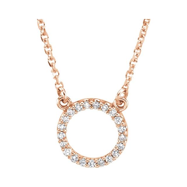14K Rose .08 CTW Natural Diamond Circle 16' Necklace