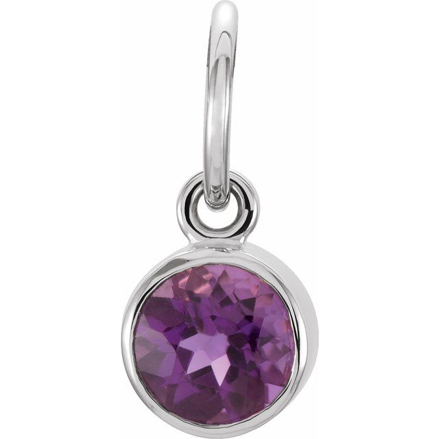 14k White Posh Mommy® Imitation Amethyst Charm