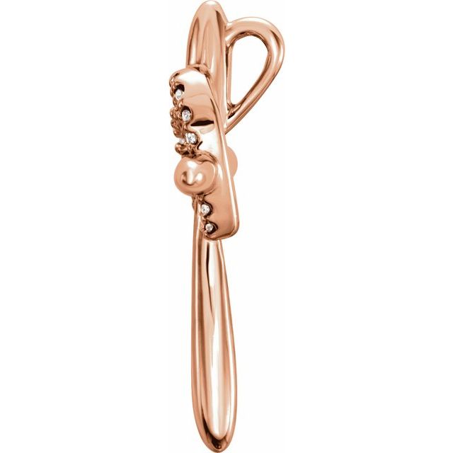 14k Rose .04 Ctw Natural Diamond Heart & Cross Pendant