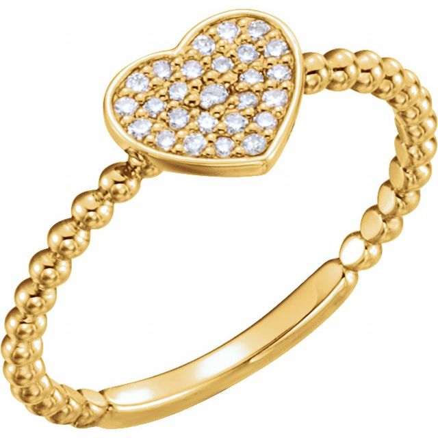 14k Yellow 1/8 Ctw Natural Diamond Heart Bead Ring