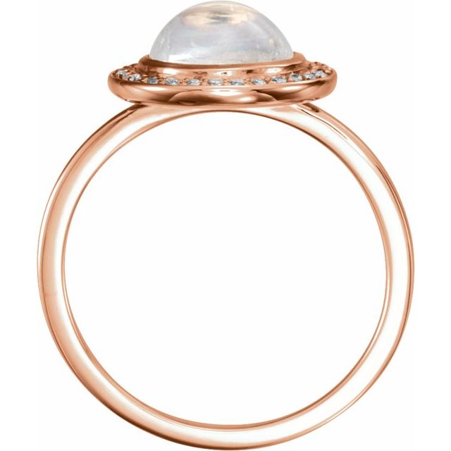 14k Rose Natural Rainbow Moonstone & 1/8 Ctw Natural Diamond Halo-style Ring