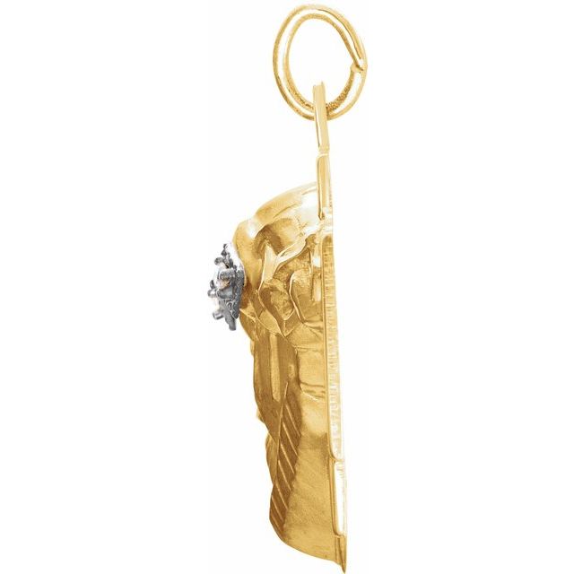 14K Yellow/White .03 CTW Natural Diamond Face of Jesus Crown Cross Pendant