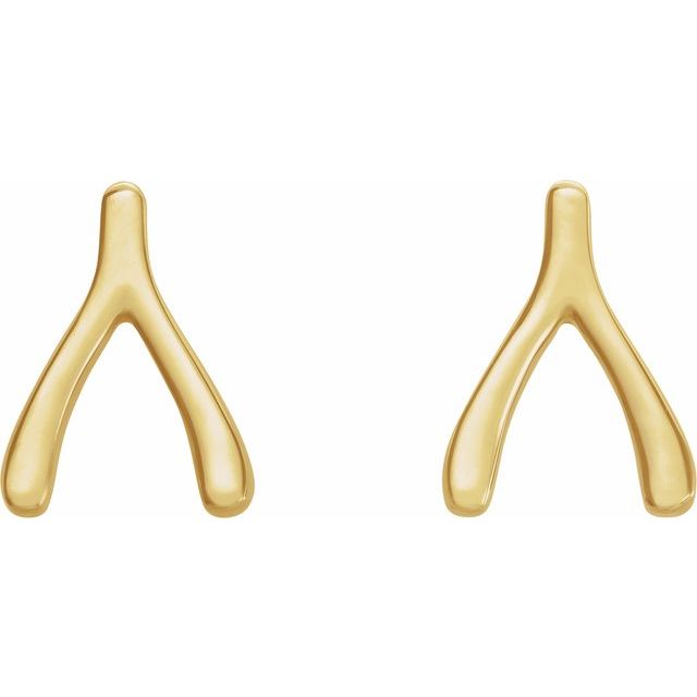 14k Yellow Wishbone Earrings