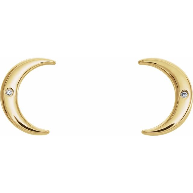 14k Yellow .005 Ctw Natural Diamond Crescent Earrings