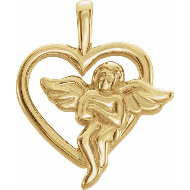 14K Yellow 18x15 mm Angel Heart Pendant