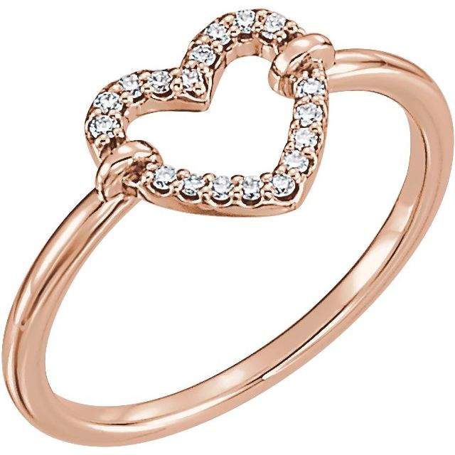 14k Rose .07 Ctw Natural Diamond Heart Ring