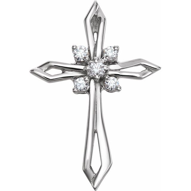 14K White 1/6 CTW Natural Diamond Cross Pendant