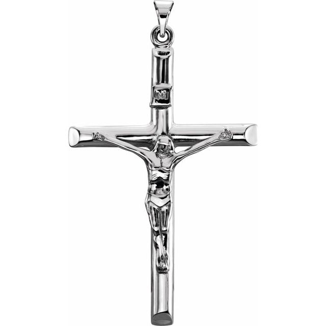 14K White 43x29 mm Crucifix Pendant