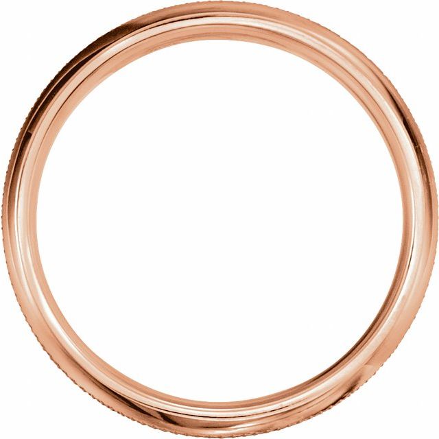 14k Rose 6 Mm Knurl Half Round Band Size 10.5
