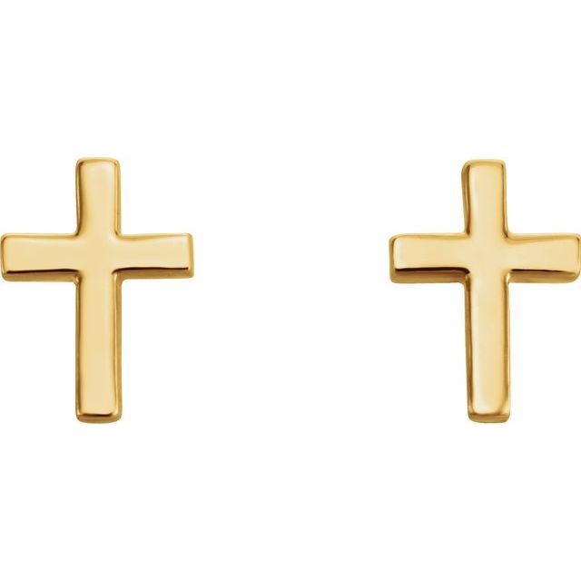 14K Yellow 6 mm Cross Earrings