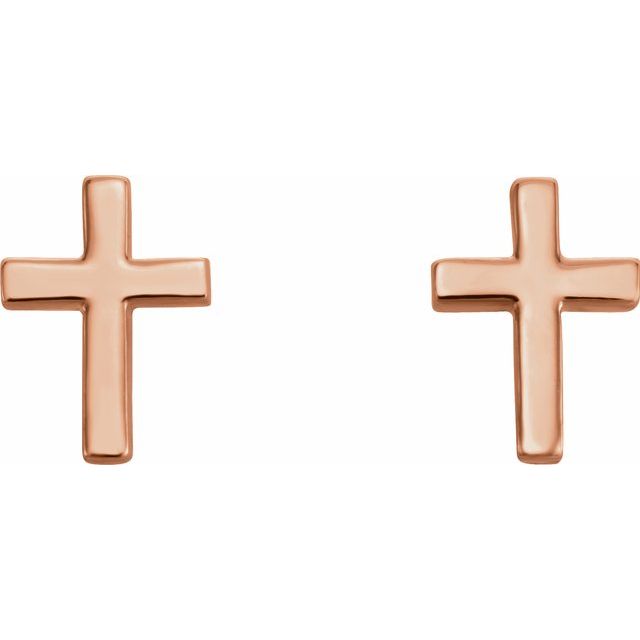 14k Rose 7.5 Mm Cross Earrings