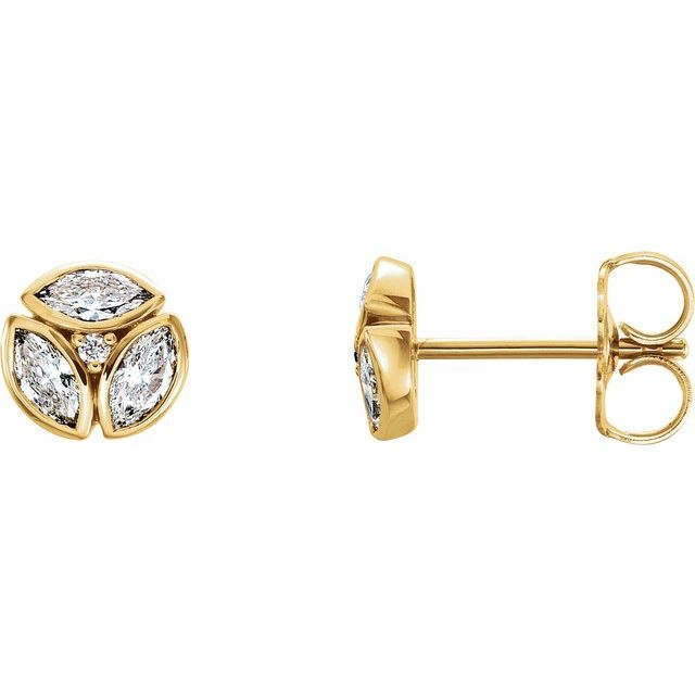 14k Yellow 1/2 Ctw Natural Diamond Earrings