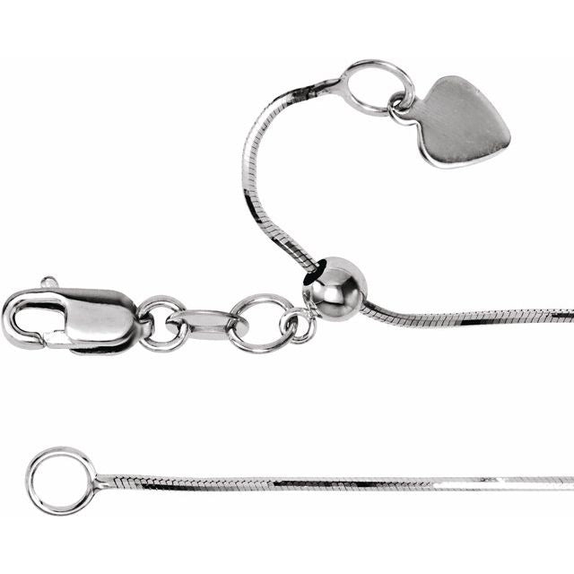 14K White .8 mm Adjustable Snake 16-22' Chain