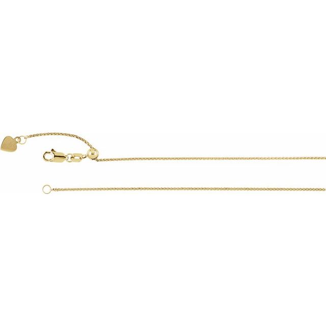 14K Yellow 1 mm Adjustable Wheat 16-22' Chain