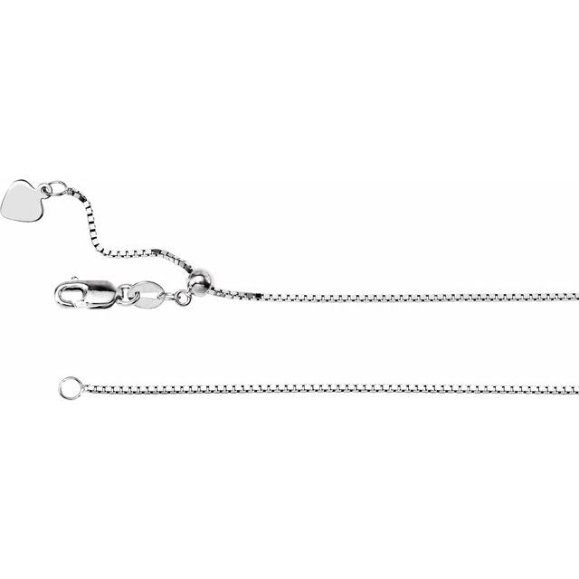 14K White .85 mm Adjustable Box 16-22' Chain