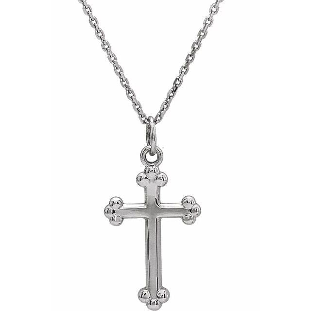 14K White Cross 18' Necklace