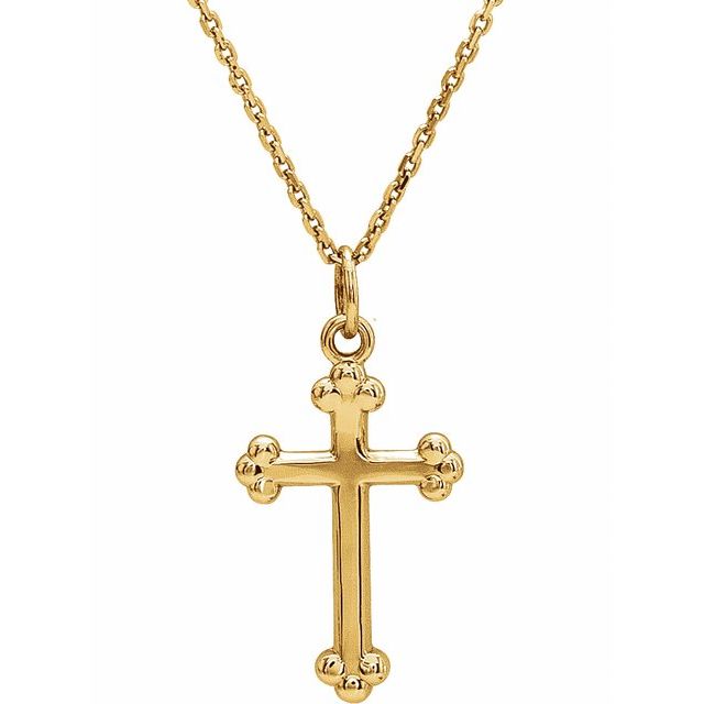 14K Yellow Cross 18' Necklace