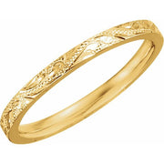 14k Yellow 2 Mm Hand Engraved Band Size 7