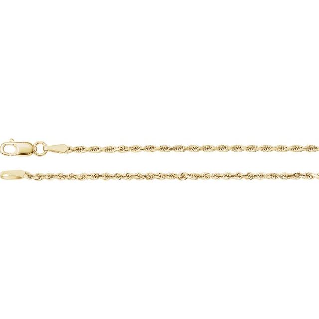 14K Yellow 1.8 mm Diamond-Cut Rope 18' Chain