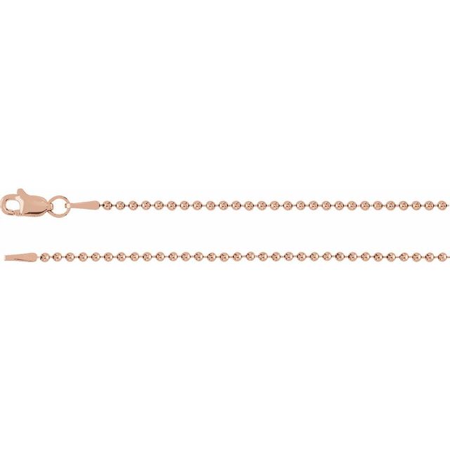 14K Rose 1.5 mm Hollow Bead 18' Chain