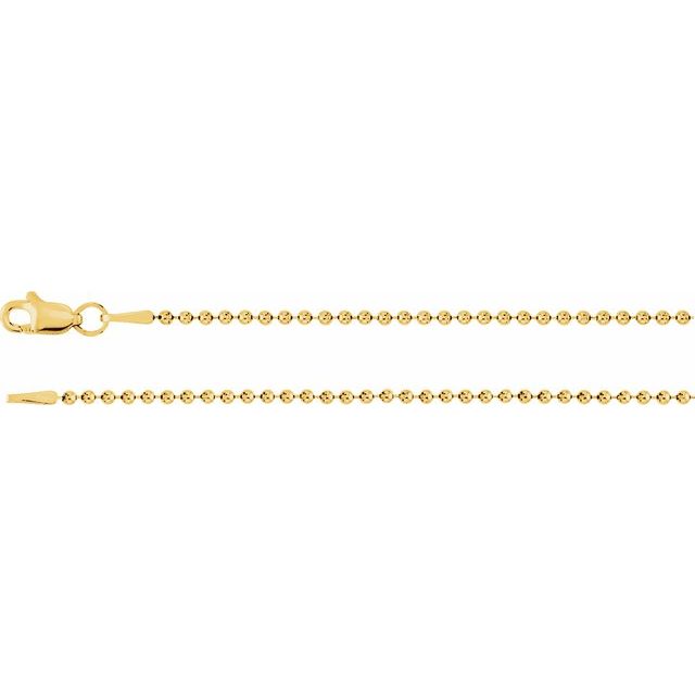 14K Yellow 1.5 mm Hollow Bead 20' Chain