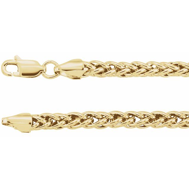 14K Yellow 3.25 mm Hollow Palma Wheat 20' Chain
