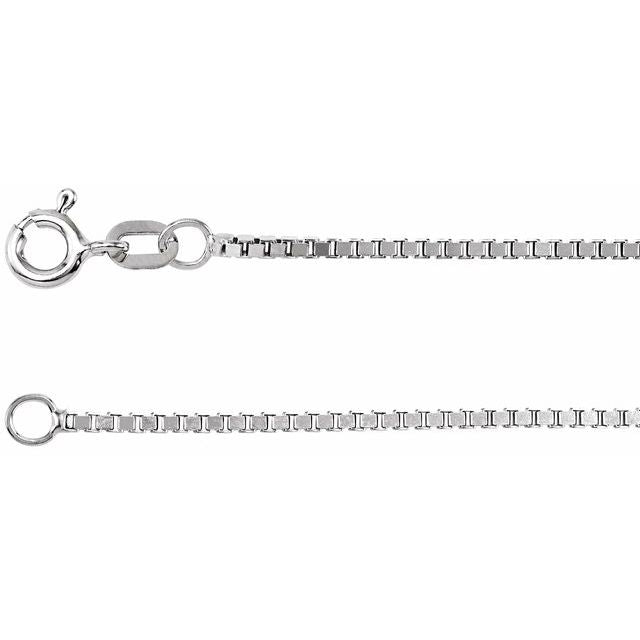 14K White 1.3 mm Diamond-Cut Box 7' Chain