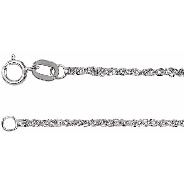 14K White 1.2 mm Diamond-Cut Singapore 24' Chain