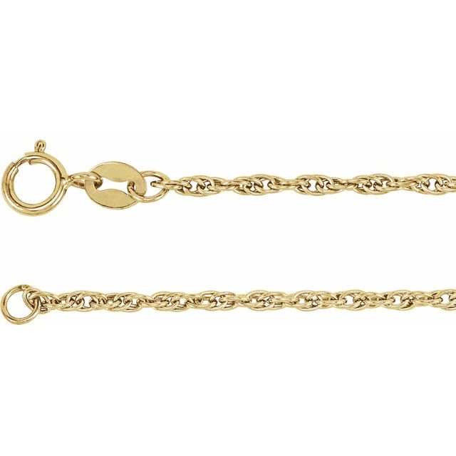 14K Yellow 1.75 mm Rope 16' Chain